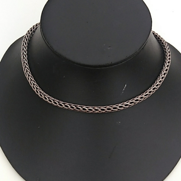 SUBSTANTIAL Sterling Silver Wheat Chain Toggle Necklace VINTAGE - Picture 2 of 8